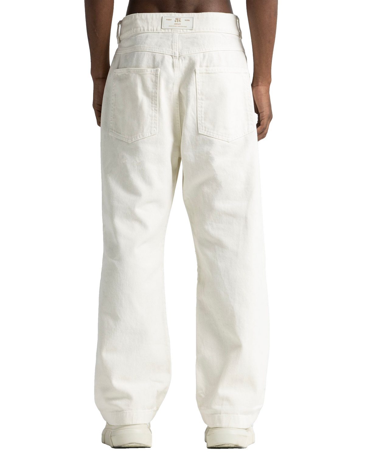Cream Denim Pant Suede Print – view 3