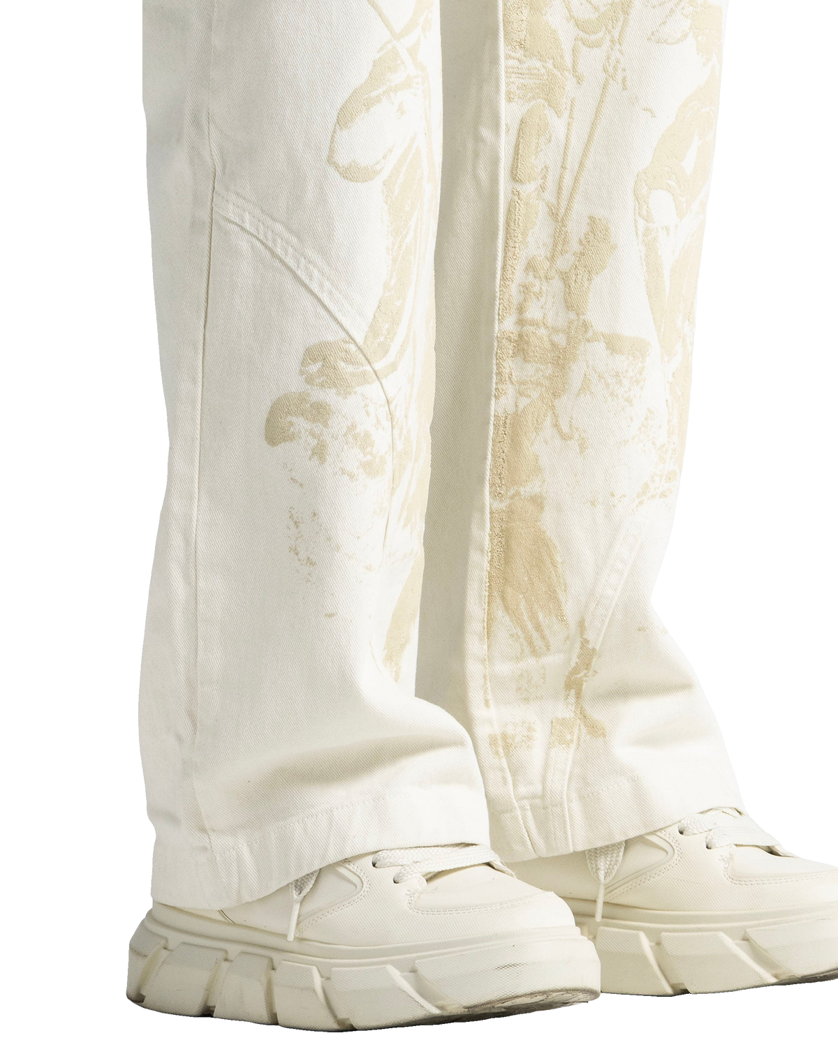 Cream Denim Pant Suede Print – view 5