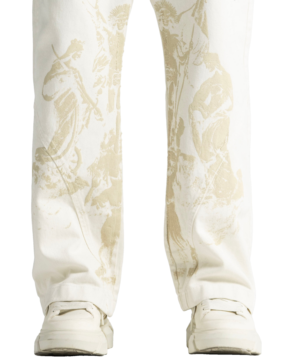 Cream Denim Pant Suede Print – view 7