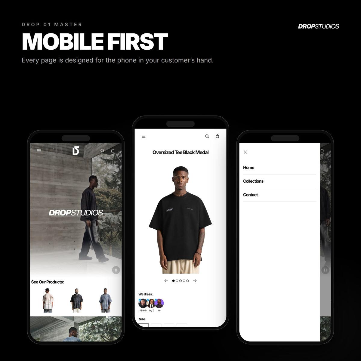 Drop 01 Master · Mobile first on phones