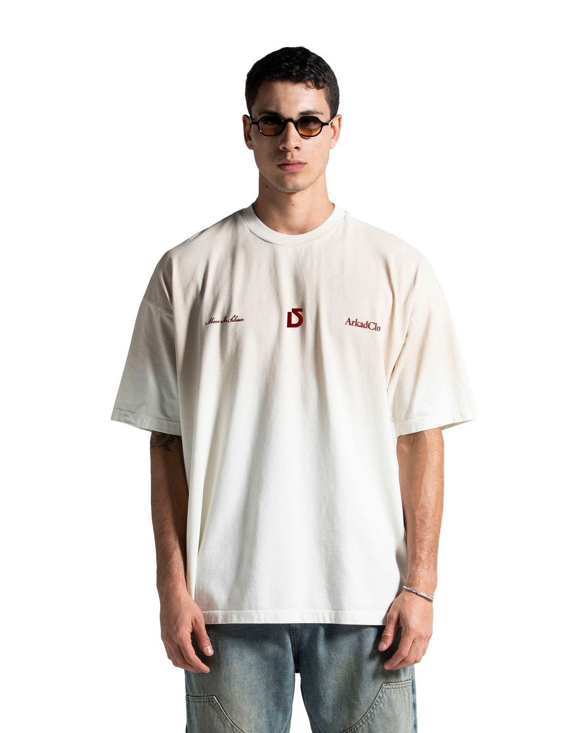 Washed Oversized Tee Beige Red Logo – view 2