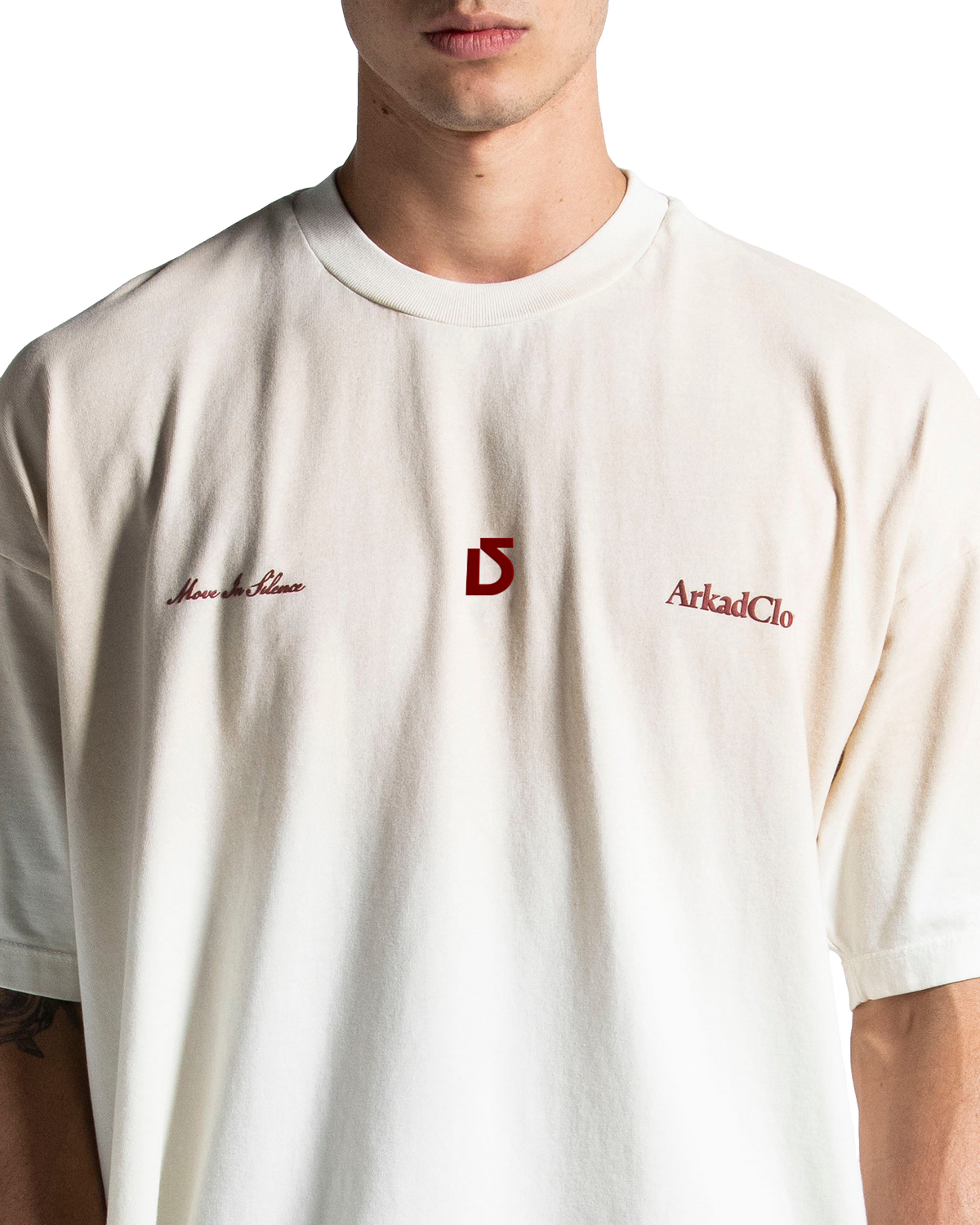 Washed Oversized Tee Beige Red Logo – view 4