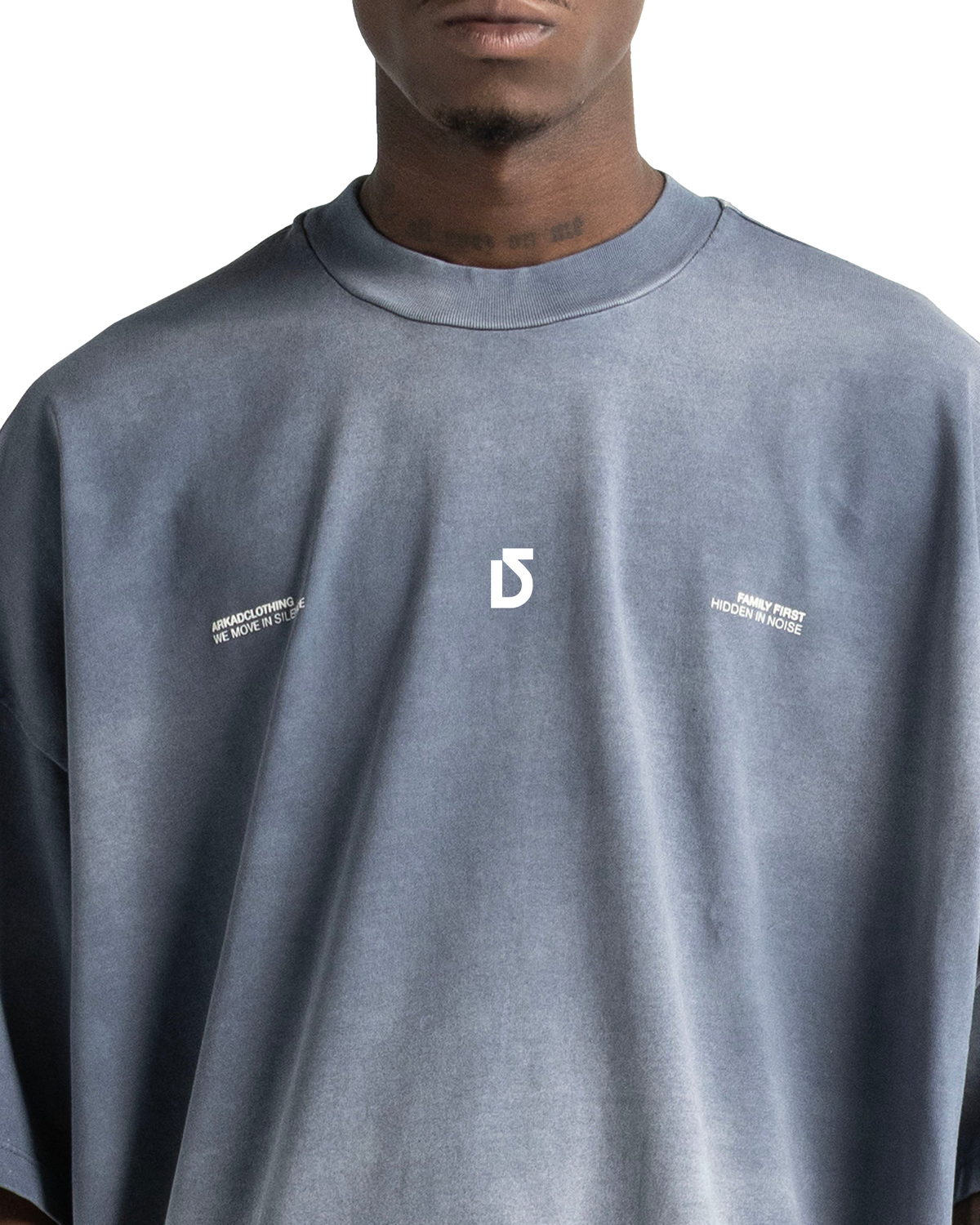 Washed Tee Gray Blue Print – view 4