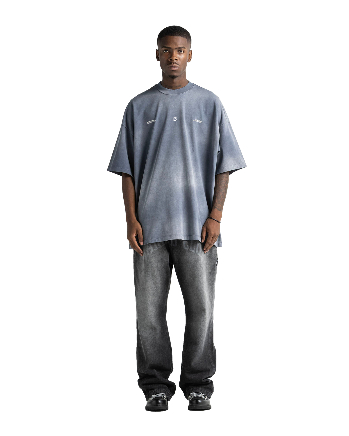 Washed Tee Gray Blue Print – view 6